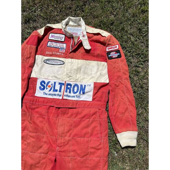 VTG 70’s Simpson Fire Retardant Racing Suit Race Driver Dick Starita Red - Picture 5 of 12